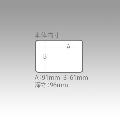 メーカーの本体内寸図。A91mm・B61mm・深さ96mmで、外寸とは別の数字です。