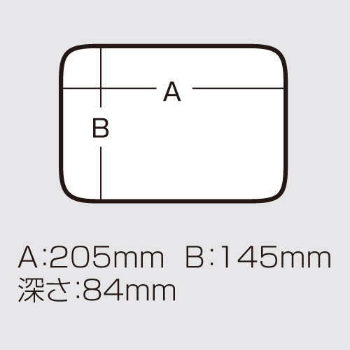 公式内寸図。A205mm・B145mm・深さ84mmは、仕切板で分割する前の本体収納部の寸法です。